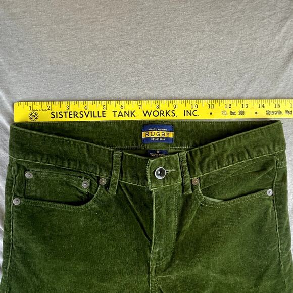 Ralph Lauren Rugby Green Corduroy Pants Tapered Zippered Ankles 6 - Picture 8 of 9